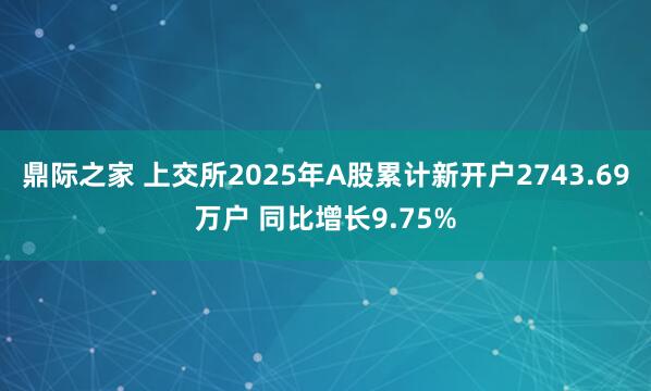 鼎际之家 上交所2025年A股累计新开户2743.69万户 同比增长9.75%